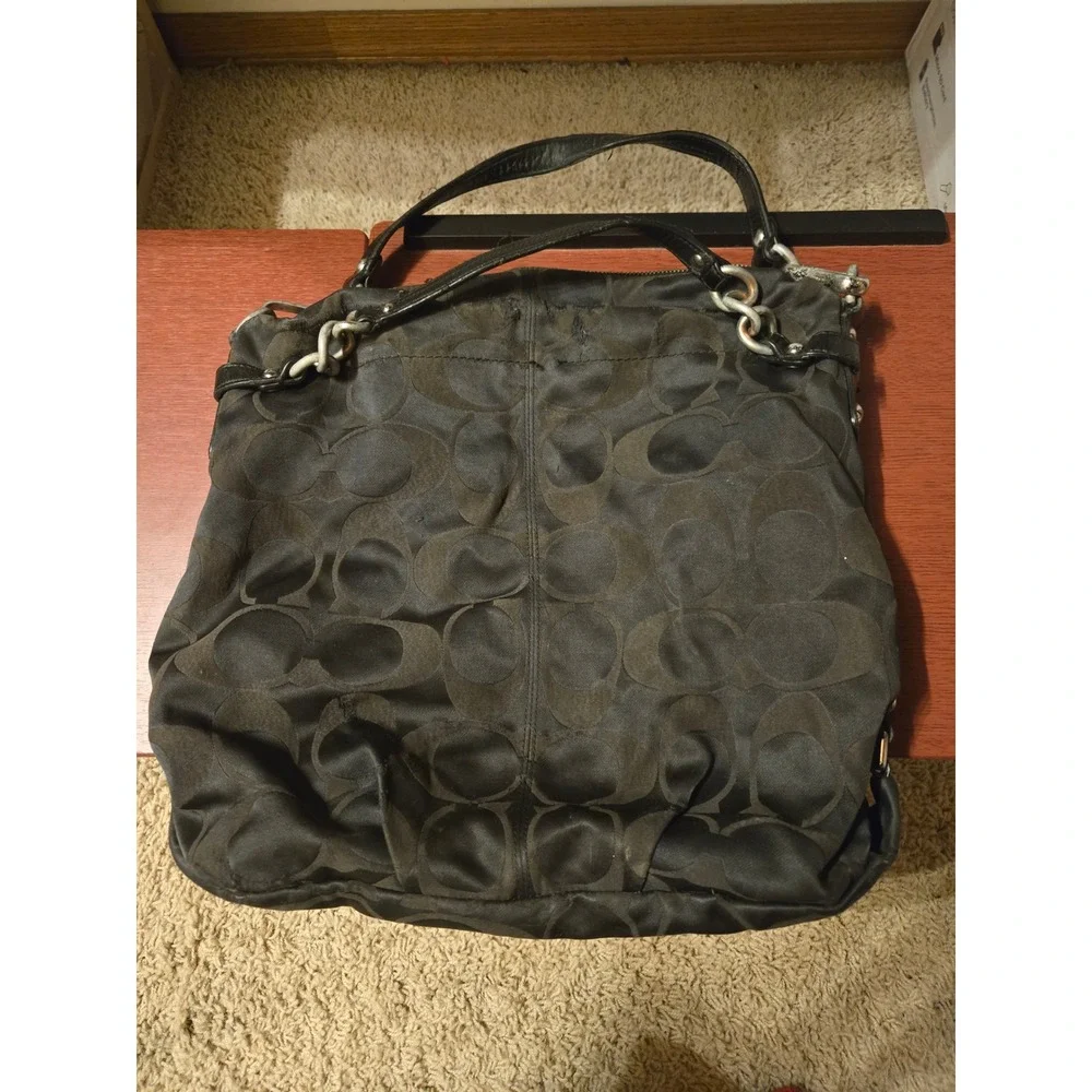 Coach Signature Mia Maggie Black Jacquard‎ Hobo Shoulder Bag F18619